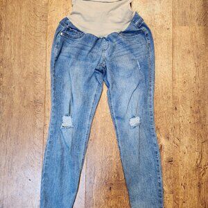 INDIGO BLUE Skinny Distressed Maternity Jeans - Large